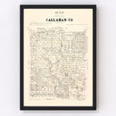 Vintage Map of Callahan County, Texas 1880