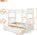 Twin Over Twin Bunk Bed With Trundle And Drawers White