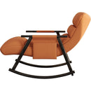 Casual folding rocking chair upholstered, lounge rocking chair adjustable high back and foot rest,side pockets placed in living room bedroom balcony