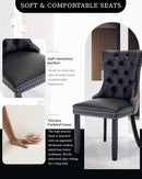 Leather Dining Chairs Set of 2 Black Nailhead Trim