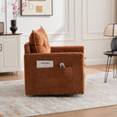 UNITED WE WIN Swivel Barrel Chair - Mid Century Modern Chair, Thick Padded Arm Chair with Solid Metal Base, Comfortable Single Sofa Chair, Swivel Accent Chair for Living Room Bedroom
