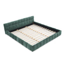 King size  Upholstered Bed Frame with Thick Fabric, Chenille Fabric Grounded Queen Size Platform Bed with Headboard and Solid Frame. No Box Spring Needed-green(88.5''*85.5''*24'')