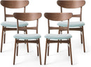 Mid Century Modern Dining Chairs Set Of 4 Mint Upholstery Walnut