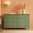 Shea Six Drawer Dresser Light Sage And Honey For Nursery