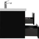 24" Floating Bathroom Vanity with Sink, Modern Wall-Mounted Bathroom Storage Vanity Cabinet with Resin Top Basin and Soft Close Drawers, Glossy Black