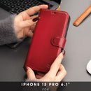 Casper Leather iPhone 15 Pro Wallet Case | Detachable MagSafe Compatible RFID Protection