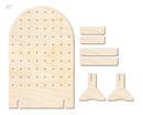 Unfinished Wood Arch Standing Peg Board  | Standing Wood Peg Board | 1/2" & 1/4" Thick Wood | up to 40"