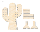 Unfinished Wood Cactus Standing Peg Board  | Standing Wood Peg Board | 1/2" & 1/4" Thick Wood | up to 40"