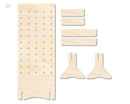 Unfinished Wood Rectangle Standing Peg Board  | Standing Wood Peg Board | 1/2" & 1/4" Thick Wood | up to 40"