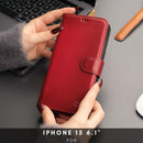 Casper Leather iPhone 15 Plus Wallet Case | Detachable MagSafe Compatible RFID Protection
