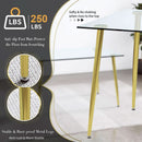Glass Dining Table For 4 51 Inch Tempered Glass Gold Legs