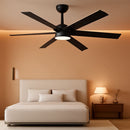 60 Inch Black Ceiling Fan With Lights Remote DC Motor