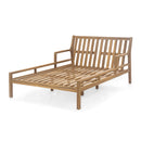Outdoor Daybed, Patio Daybed with Four Pillows, Wooden Outdoor Bed with Curved Armrests for Poolside, Backyard, Garden