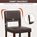 Counter Height Bar Stools Set Of Two, Twenty Four Point Five Inch, Brown Upholstered PVC Leather