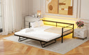 Twin Size Metal Daybed with LED and Adjustable Trundle, Pop Up Trundle, Black