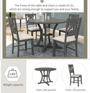 Gray Round Shaped Retro Antiqued Dining Table Curved Legs