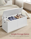 Cloud White Oversized Entryway Storage Bench Hinges