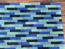 Wide Runner Rug 4.7 x 12, Blue Multicolor Contemporary Wool Power Loomed Rug, Mosiac Design