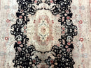 Pak Persian Tabriz Rug 8.6 x 11.6, Black Pink, Traditional Elegant Formal Oriental Carpet, Dining Room Rug, Fine 225 KPSI