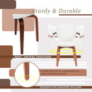 Mid-Century Modern Bentwood Swivel Dining Chairs Set of 2 with PU Leather in White and Walnut Finish