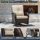 Outdoor Swivel Rocker Chairs 3 Piece Wicker Set Cushioned