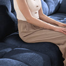 Modern Ergonomic Single Seater Sofa with Ottoman, High-Resilience Support, Blue Chenille Upholstery