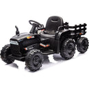 Ride on Tractor with Trailer,24V Battery Powered Electric Tractor Toy, 200wx2motor 1.86-4.97MPH/Remote Control,electric car for kids,Three speed adjustable,USB,MP3, Bluetooth,LED light, safety belt