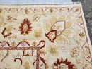 Vintage Oushak Area Rug, Hand-Knotted, Wool, Cream Beige Maroon, 10x15 Rug, 10x14 Rug, Large Oriental Carpet