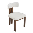 Mid-Century Modern 7-Piece Dining Set with Upholstered Armless Dining Chairs and Natural Wood Table
