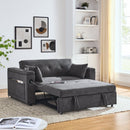 54" Pull-Out Sleeper Sofa Bed Double Seat Recliner Sofa Bed with Armrests with Storage and Side Pockets, Adjustable Backrest and Lumbar Pillow for Apartments, Living Rooms, etc. with USB Power Outlet