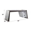 Brancaster - Executive Writing Desk - Distress Chocolate Top Grain Leather & Aluminum