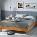 Queen Rustic Pine Solid Wood Platform Bed Frame With Slats