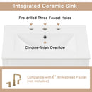 24' Bathroom Vanity with Sink, Bathroom Vanity Cabinet with Two Drawers and Door, Adjustable Shelf, Solid Wood and MDF, White (Old Sku:WF309411AAK)