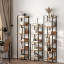 Six Tier Standing Bookcase In Rustic Brown And Black For Small Spaces