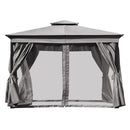 TREXM 10x12 Outdoor Gazebo Tent with Double Roofs, Patio Gazebo with Mosquito Netting and Privacy Screens, Patio Canopy for Shade and Rain for Backyard, Garden, Lawn and Deck (Grey)