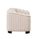 Modern Velvet Upholstered 3-Piece Sofa Set with Rubber Wood Legs in Beige