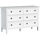 Modern White 6-Drawer Dresser With Metal Handles Bedroom