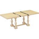 Traditional 6-Piece 78inch Trestle Extendable Dining Table Set with One 18inch Removable Leaf, Padded Dining Chairs and Bench,Natural