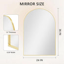 Gold Arched Wall Mirror 24x36 For Bathroom Vanity Decor