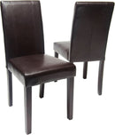 Parson Chair Set of 2 Leatherette Padded Solid Wood