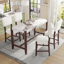 Counter Height Bar Table, 47.5 in Faux Marble Dining Table for Kitchen, Living Room, or Balcony
