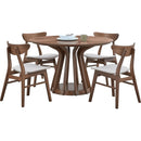 (1 Table+4 Chairs)Modern Dining Table Set of 5 pcs,Wooden Dining Table and Upholstered Chairs for Living Room,Round Kitchen Set with Sturdy Legs for Restaurant,Walnut