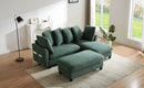 Upholstered Sectional Sofa with Movable Ottoman and Storage in Green Chenille, 83 Inch