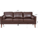 Small Sofa Couch 76.97 in . Brown 3 Seat Comfy Couches for Living Room, Mid Century Modern Couch with iron wood structure, Soft Cushion Sofa for Home/Office/Apartment