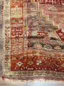 Antique Turkish Melas Rug 4x7, Tribal Geometric Unique Collectible Hand Knotted Wool Oriental Carpet, Rare 1920s Rug, Burnt Orange Red