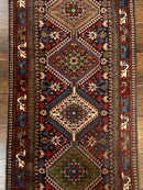 Persian Tribal Runner Rug 2.6 x 20 ft, Antique Persian Shiraz Carpet for Hallway, Colorful Navy Blue
