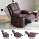 Leather Recliner Chair Brown Medium With Cup Holders And 150 Degree Recline