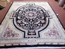 8x10 Aubusson Rug, Fine Hand Knotted Wool Carpet, French European Design, Black & Ivory