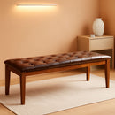 Oversized Brown Faux Leather Upholstered Ottoman Bench