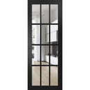 Felicia 3355 Matte Black Barn Door Slab with 12 Lites Clear Glass